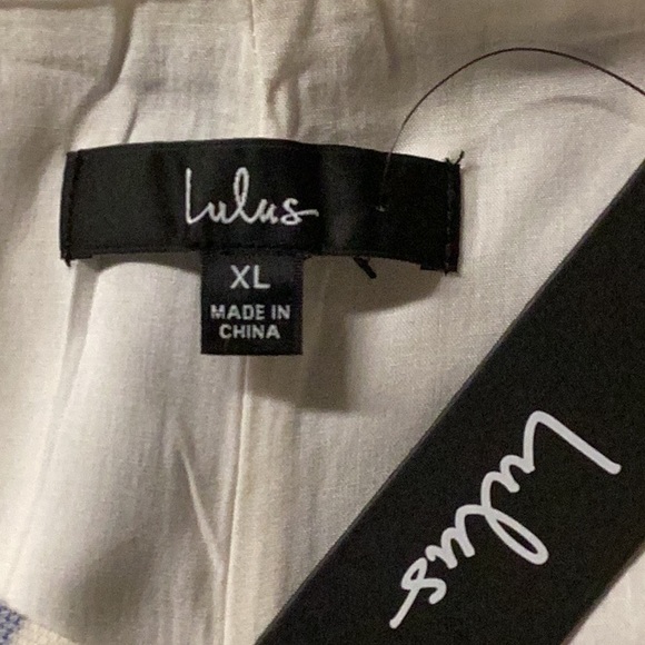 Lulu’s Blue & Ivory Striped Paper bag Pants - Picture 6 of 7